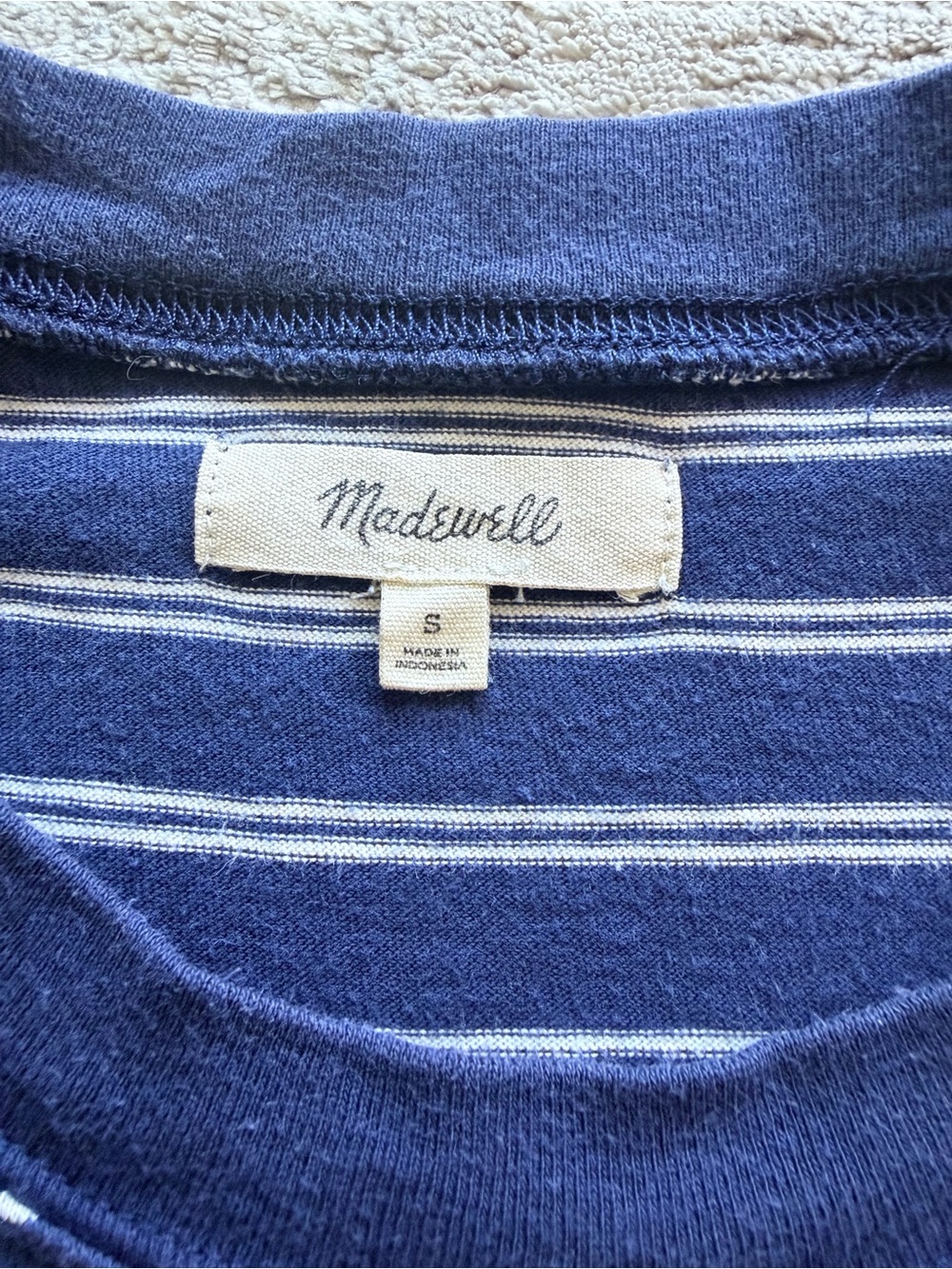 Madewell Tina Striped Cotton T-Shirt Dress Size S Navy White - Picture 3 of 9